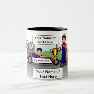 Personalisierter Rennwagen, Jugendfahrer - Männlic Zweifarbige Tasse