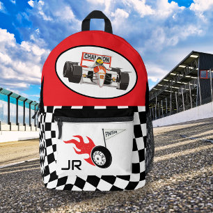 Personalisierter Rennwagen-Rucksack für Jungen zum Bedruckter Rucksack