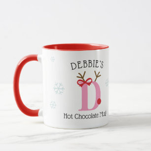 Personalisierter Rentier-D-Heißgetränkebecher für Tasse