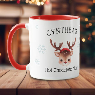 Personalisierter Rentier-Heißgetränkebecher für Mä Tasse