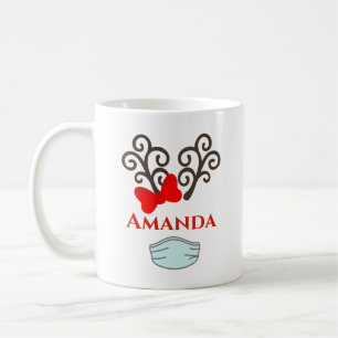 Personalisierter Rentier mit Maske - Frohe Weihnac Kaffeetasse