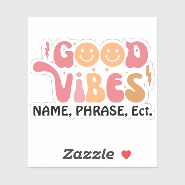 Personalisierter Retro-Aufkleber | Good Vibes Stic Aufkleber (Blatt)