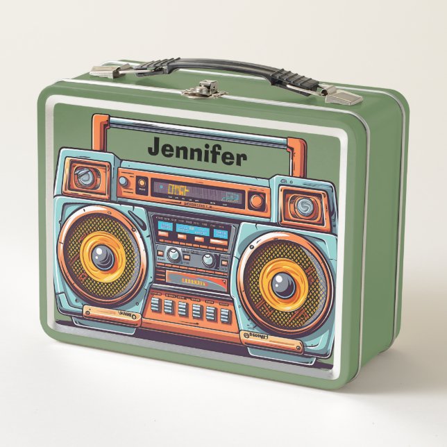 Personalisierter Retro-Boom Metall Brotdose (Vorderseite)