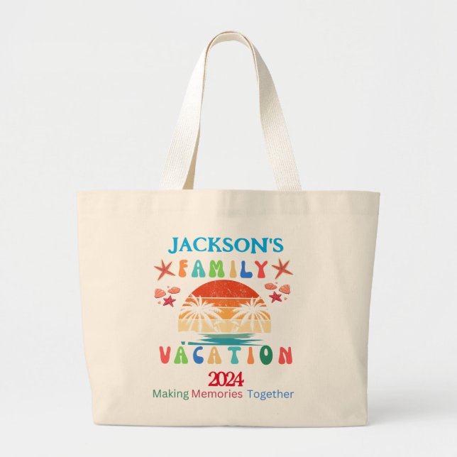 Personalisierter Retro-Familienurlaub 2024 Jumbo Stoffbeutel (Vorne)