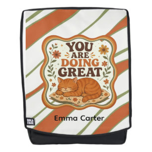 Personalisierter Retro-Gestreifter-Oranger-Katzen- Rucksack