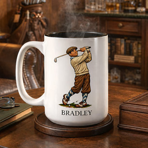 Personalisierter Retro-Golfname-Geschenkbecher Zweifarbige Tasse