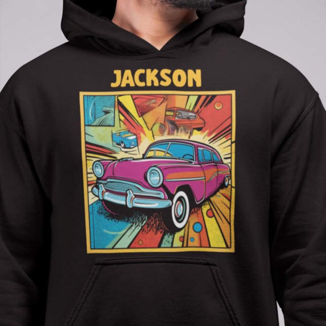 Personalisierter Retro Individueller Pop Kunstauto Hoodie (Von Creator hochgeladen)