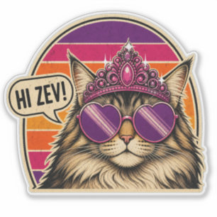 Personalisierter Retro-Katzenkönigin-Aufkleber mit Aufkleber