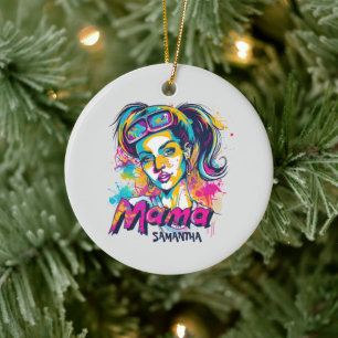 Personalisierter Retro-Mama-Pop-Art (18) Keramik Ornament