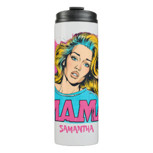 Personalisierter Retro-Mama-Pop-Art (20) Thermosbecher