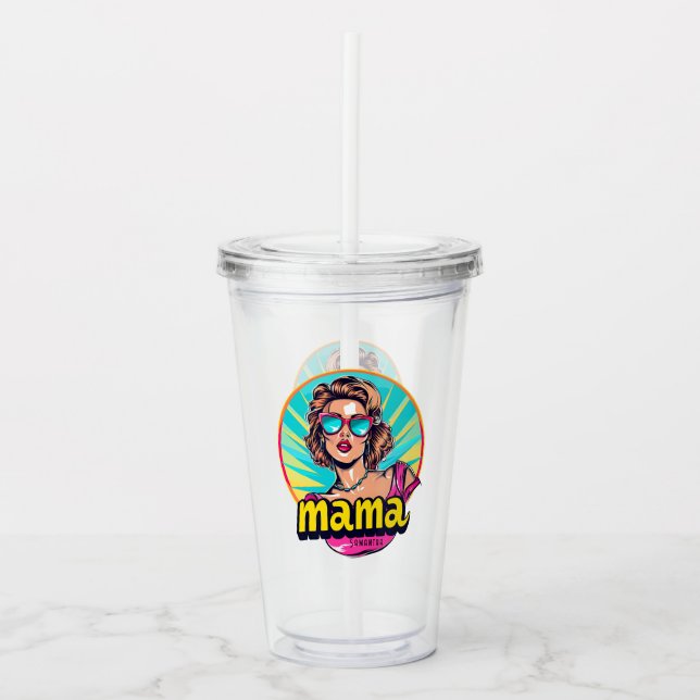 Personalisierter Retro Mama Pop Art. 3 Acryltrinkbecher (Vorderseite)