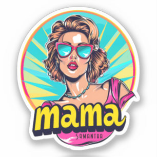 Personalisierter Retro Mama Pop Art. 3 Aufkleber
