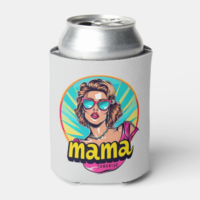 Personalisierter Retro Mama Pop Art. 3 Dosenkühler (Kanne Vorderseite)