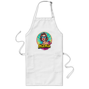 Personalisierter Retro Mama Pop Art. 3 Lange Schürze