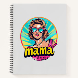 Personalisierter Retro Mama Pop Art. 3 Notizbuch