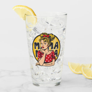 Personalisierter Retro-Mama-Pop Art. 4 Glas