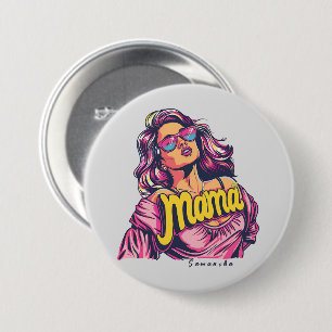 Personalisierter Retro-Mama-Pop Art. 6 Button