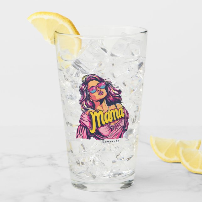 Personalisierter Retro-Mama-Pop Art. 6 Glas (Vorderseite Ice)