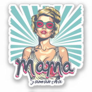 Personalisierter Retro Mama Pop Art (7) Aufkleber