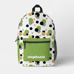 Personalisierter Retro-Punkte-Rucksack Grün Bedruckter Rucksack