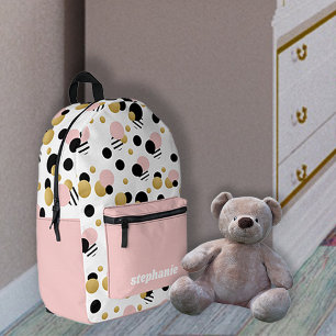 Personalisierter Retro-Punkte-Rucksack in Rosa Bedruckter Rucksack