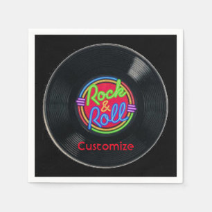 Personalisierter Retro Rock und Roll Vinyl Napkins Serviette