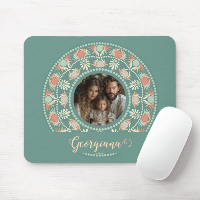 Personalisierter Retro-Sage & Sand Mandala-Foto-Ra Mousepad (Mit Mouse)