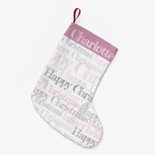 Personalisierter Retro-Schablone Weihnachtsfeierta Kleiner Weihnachtsstrumpf