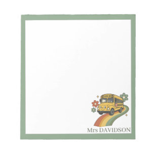 Personalisierter Retro-Schulbus-Lehrer-Notizblock Notizblock