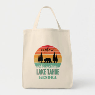 Personalisierter Retro-See Tahoe Kalifornien Bär Tragetasche