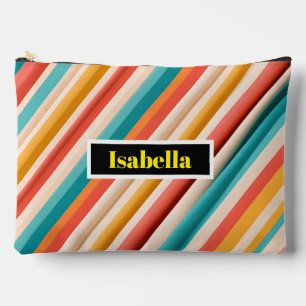 Personalisierter Retro-Streifen großer Zubehörtasc Zubehörtasche