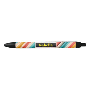 Personalisierter Retro-Streifenpflaster Bunt Kugelschreiber