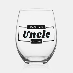 Personalisierter Retro und fettartiger Onkel Est N Weinglas Ohne Stiel