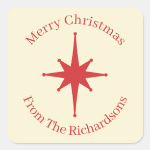 Personalisierter Retro-Weihnachtsstern im Stil der Quadratischer Aufkleber