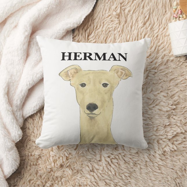 Personalisierter reversible Fawn Greyhound Dog Kissen (Decke)