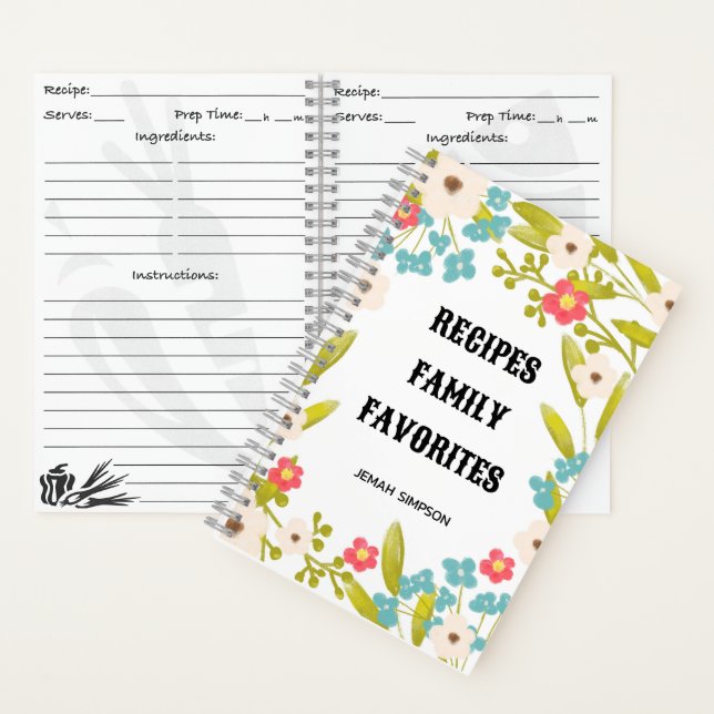Personalisierter Rezeptorant, Blumenrezeptorbuch Notizbuch (Innen)