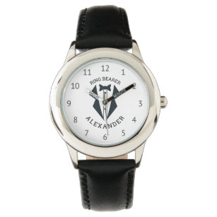 Personalisierter Ringträger Tuxedo Schwarz-weiß Armbanduhr