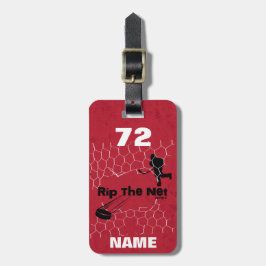 Personalisierter Rip das Nettohockey-Spielerrot Gepäckanhänger