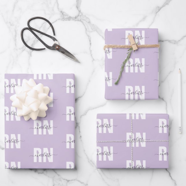 Personalisierter RN-Abschluss Chic Geschenkpapier Set (Vorderseite)