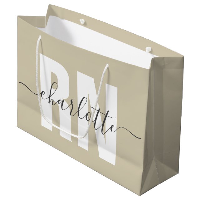 Personalisierter RN-Abschluss Große Geschenktüte (Vorderseite Schrägansicht)
