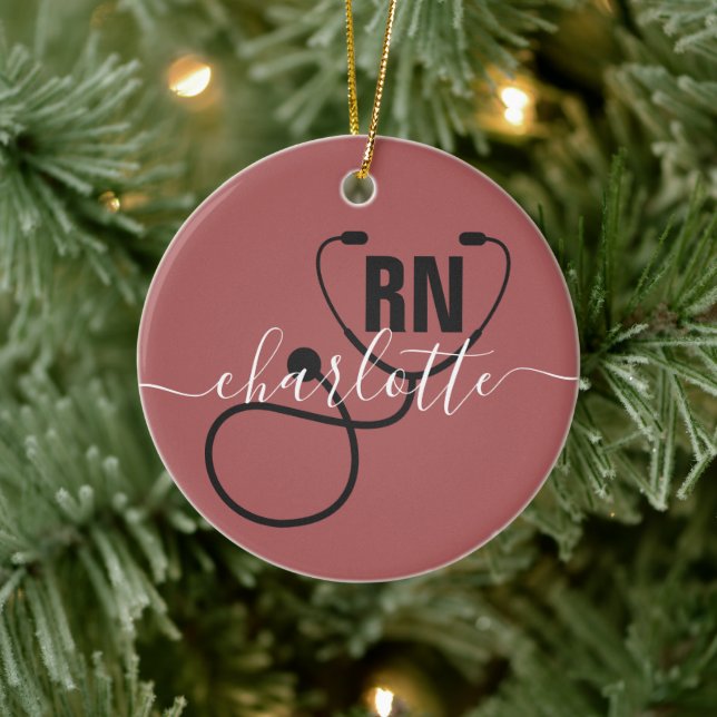 Personalisierter RN-Abschluss Keramik Ornament (Baum)