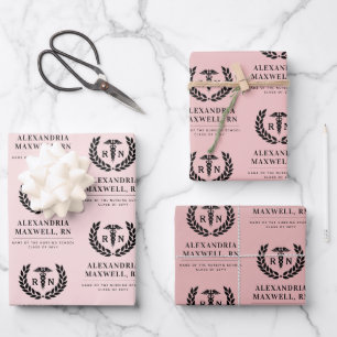 Personalisierter RN Nursing School Abschluss Elega Geschenkpapier Set