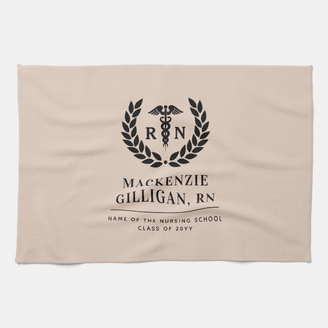 Personalisierter RN Nursing School Abschluss Elega Geschirrtuch (Horizontal)