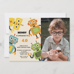 Personalisierter Roboter zum Geburtstag Einladung 