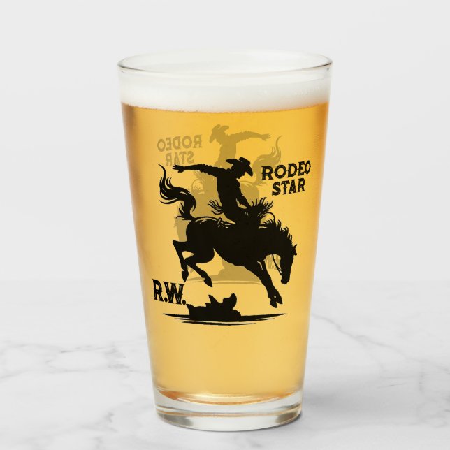 Personalisierter Rodeo-Star Glas (Vorne (Gefüllt))
