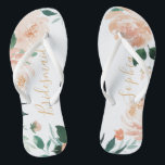 Personalisierter romantischer Garten Blumenmädchen Flip Flops<br><div class="desc">Moderne Aquarellblumen und botanische Vegetation,  elegant und romantisch,  großartig personalisierte Brautparty Brauereigeschenke</div>