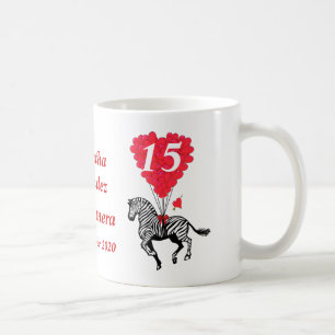 Personalisierter romantischer Zebra Quinceanera Kaffeetasse