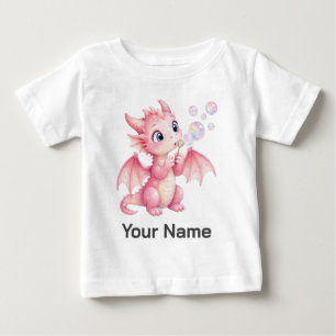 Personalisierter Rosa Baby-Drache bläst Seifenblas Baby T-shirt
