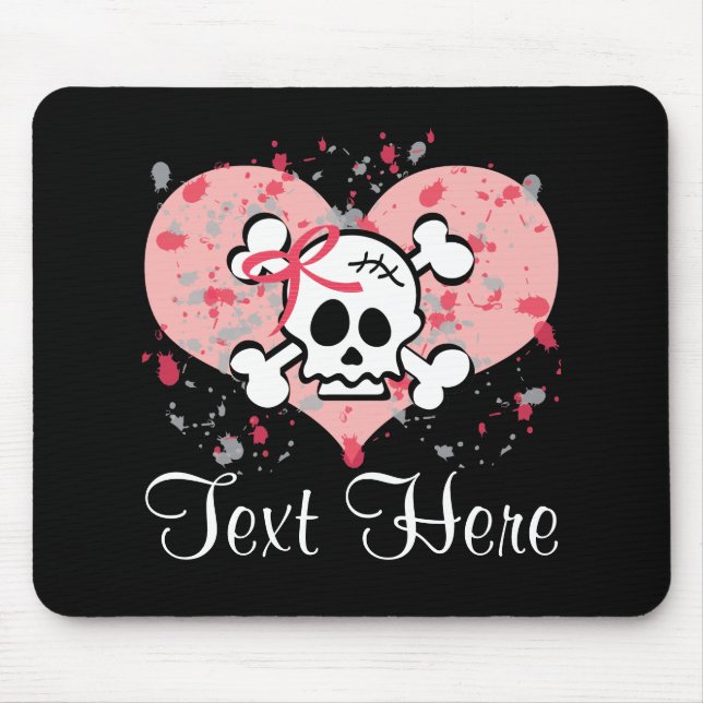 Personalisierter rosa Bogen-Schädel Mousepad (Vorne)