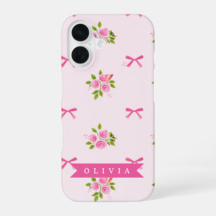 Personalisierter Rosa Charmeur Mädchenname mit Blu iPhone 16 Hülle